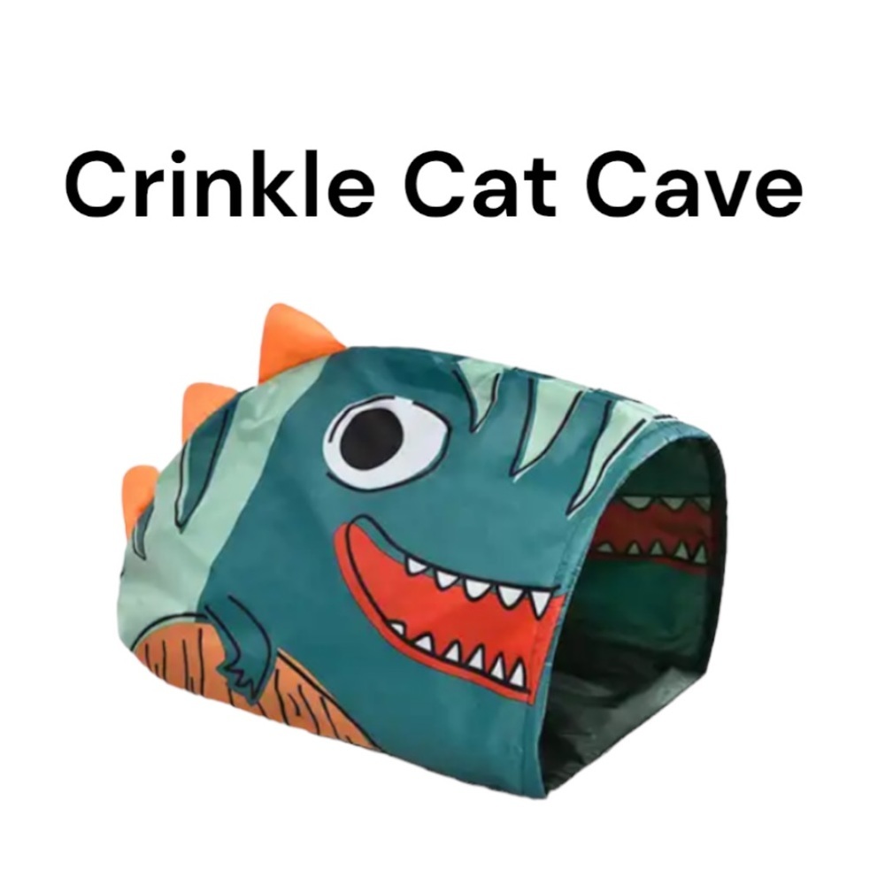 Dinosaur Cat Cave Collapsible Hideaway 18.5"L x 11.5"W x 10"H